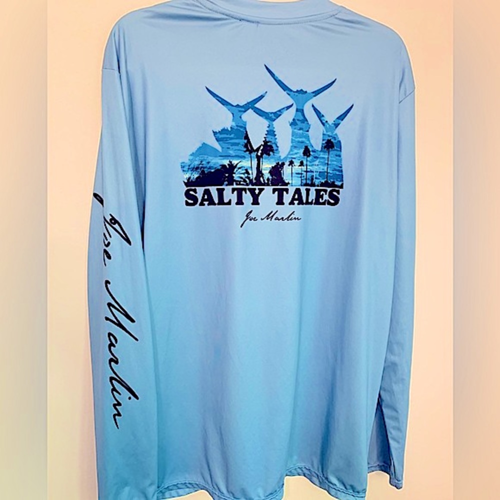 Joe Marlin ~ Salty Tales Island Long Sleeve Jersey Shirt  Blue L